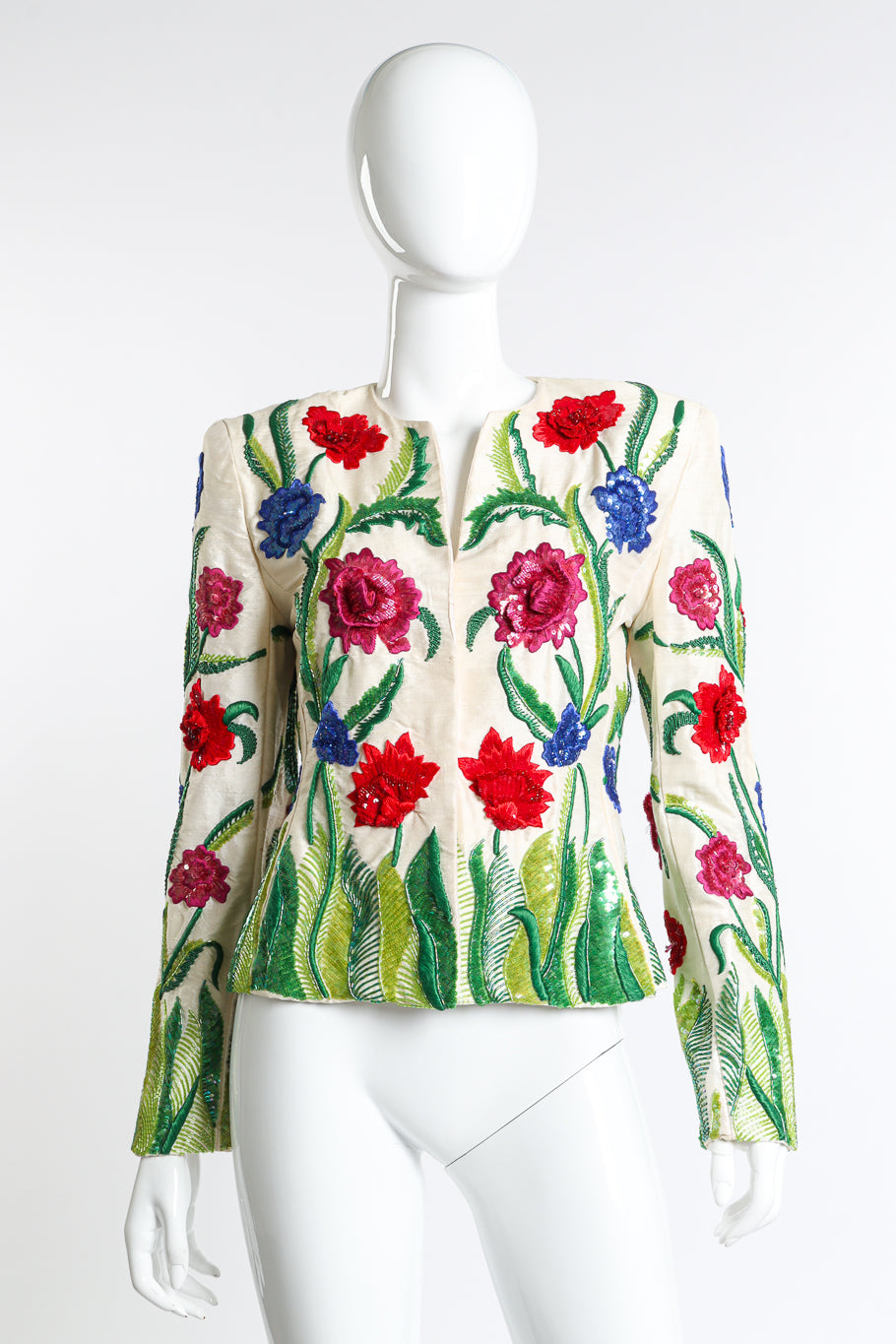 Vintage Victor Costa Sequin Flower Garden Jacket front on mannequin @recess la