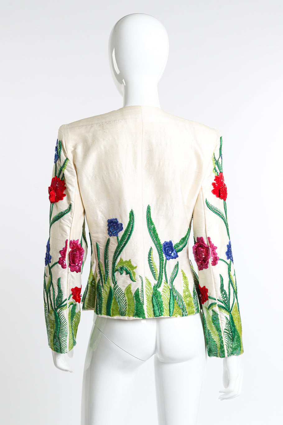 Vintage Victor Costa Sequin Flower Garden Jacket back on mannequin @recess la
