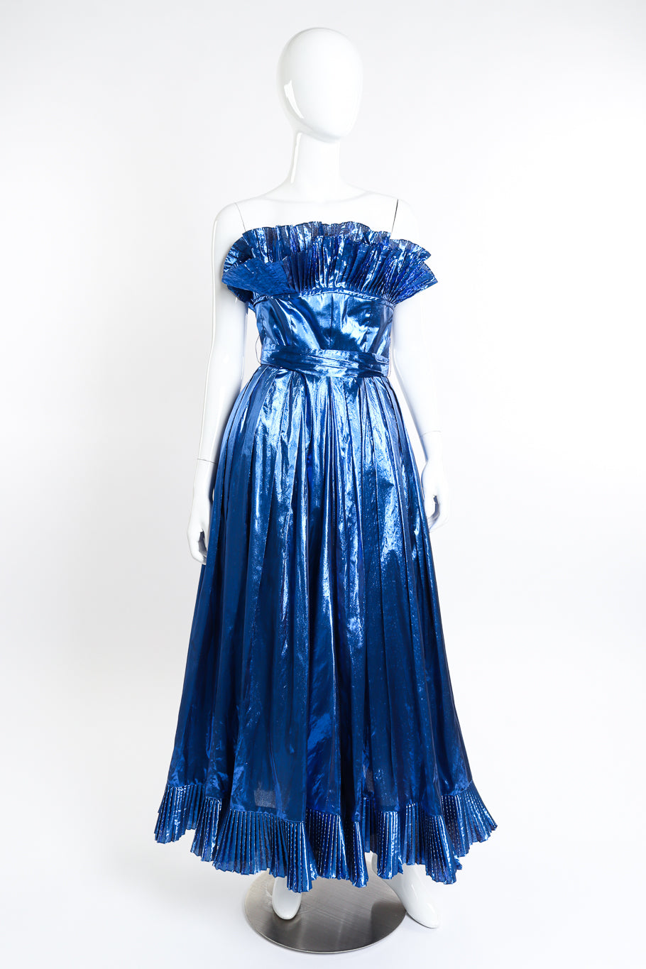 Vintage Victor Costa Metallic Ruffle Gown front on mannequin @recessla