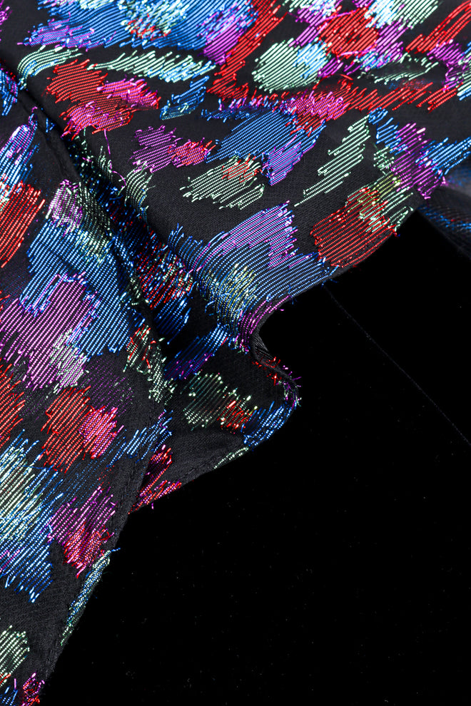 Vintage Victor Costa Metallic Velvet Ruffle Dress metallic lamé closeup @recess la