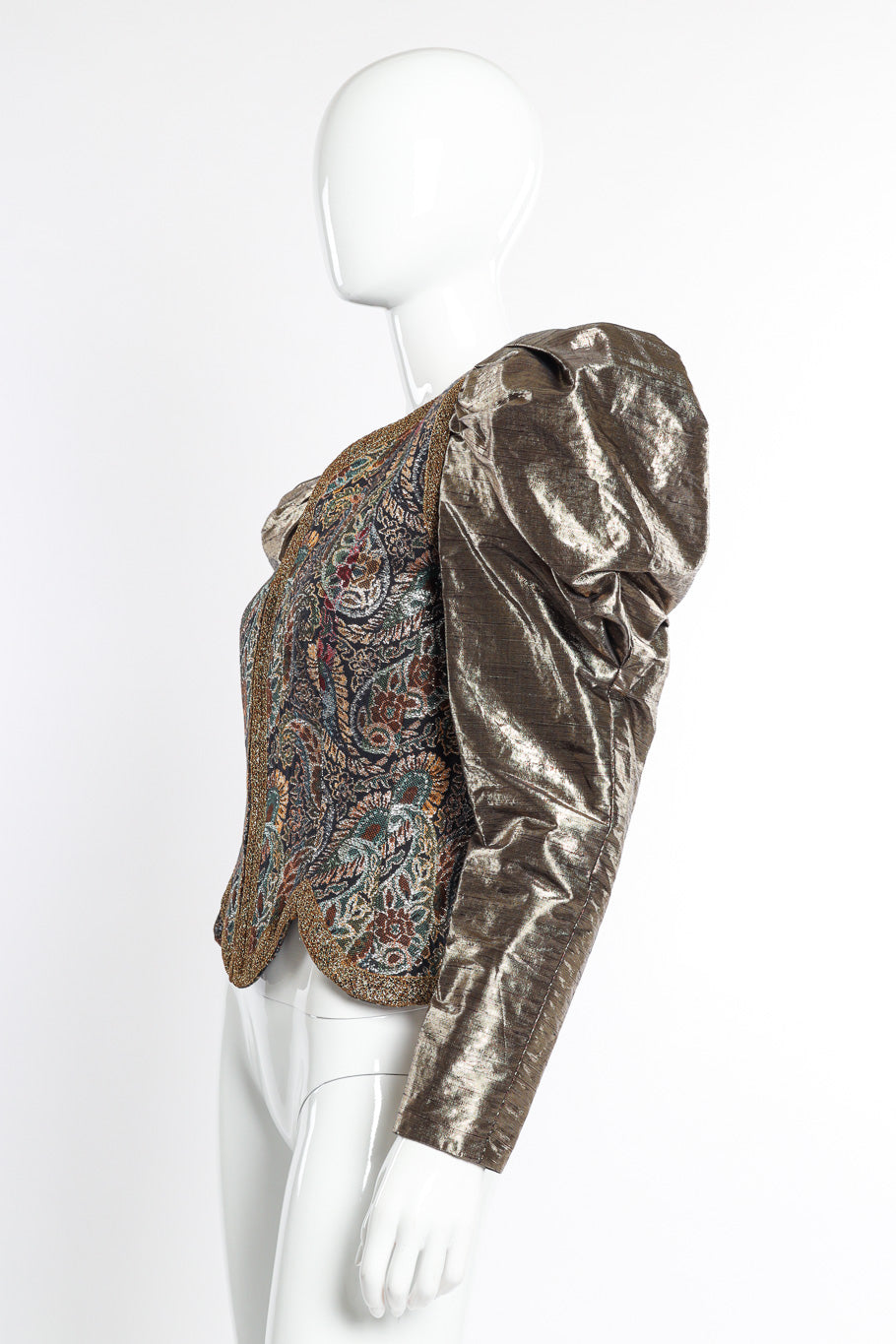 Vintage Victor Costa Paisley Puff Sleeve Jacket side on mannequin @recessla