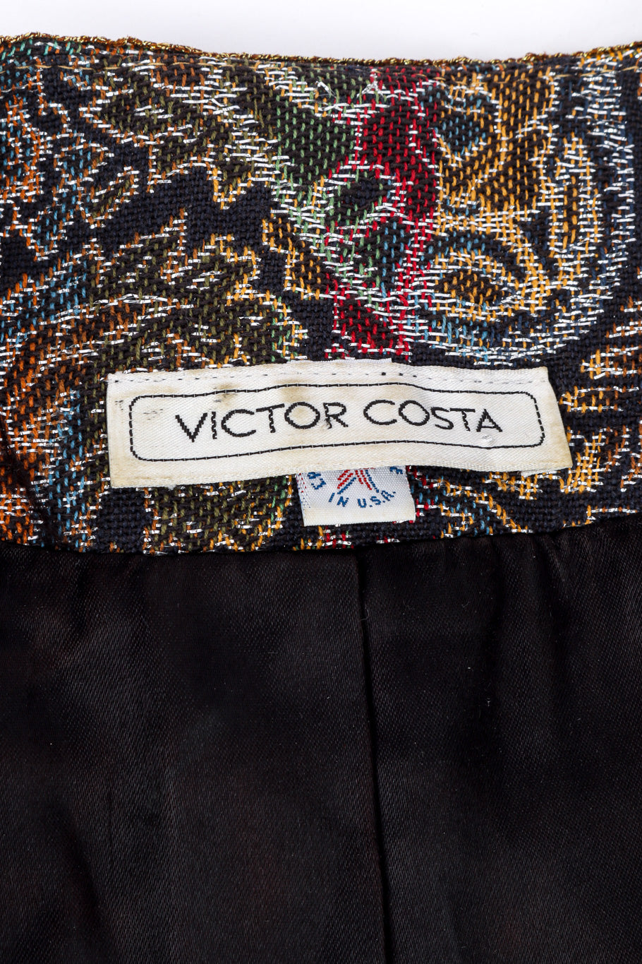 Vintage Victor Costa Paisley Puff Sleeve Jacket signature label closeup @recessla