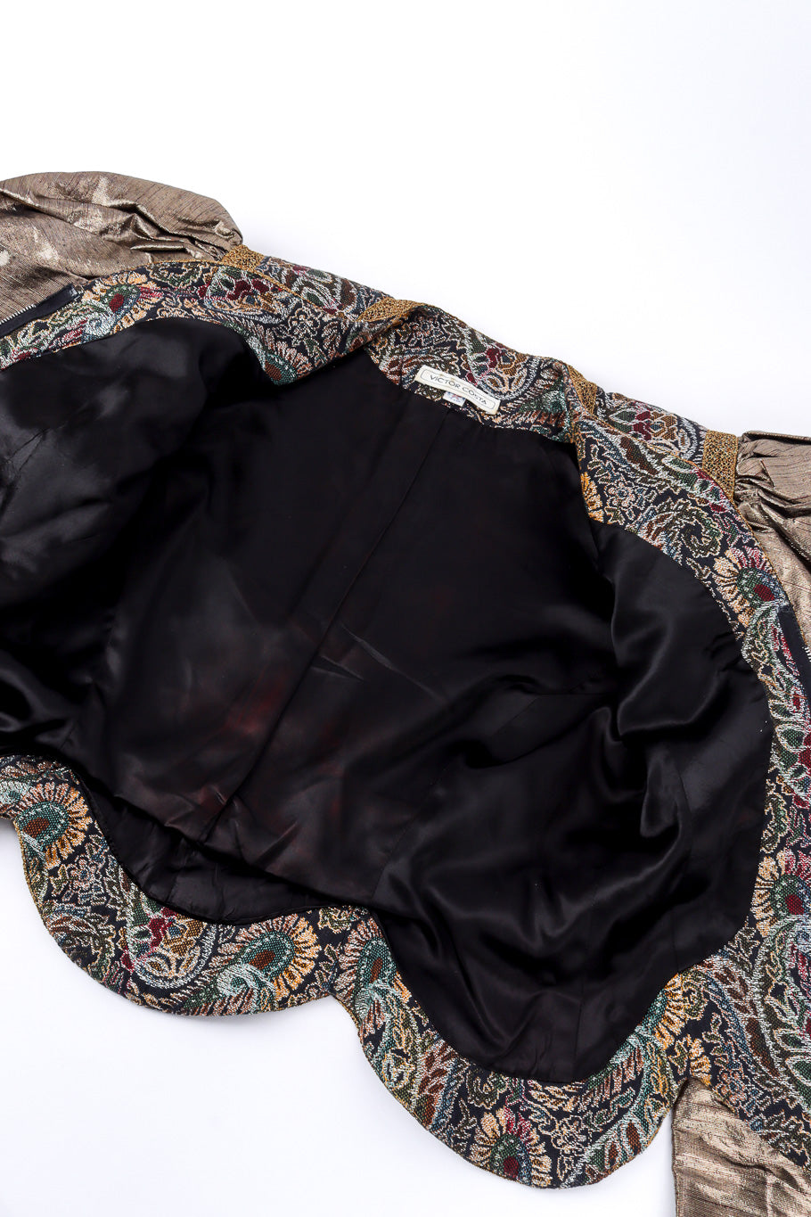 Vintage Victor Costa Paisley Puff Sleeve Jacket view of lining with spotting @recessla