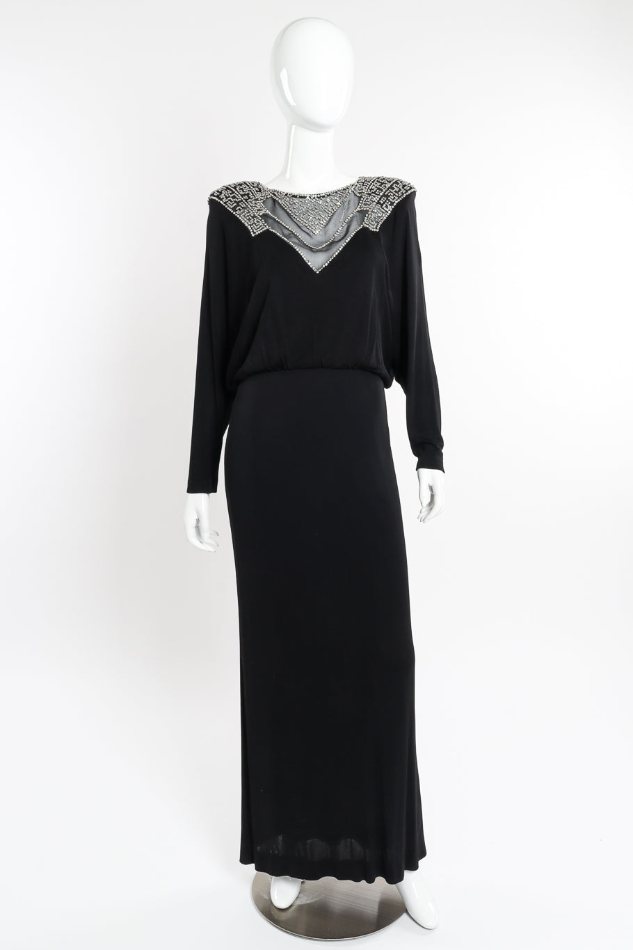 Beaded Blouson Dolman Dress by Victoria Royal on mannequin @recessla