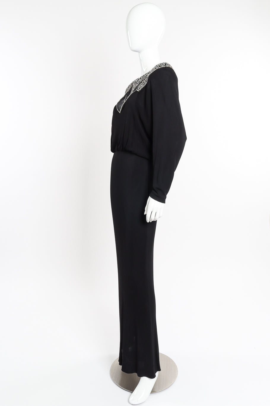 Beaded Blouson Dolman Dress by Victoria Royal on mannequin side @recessla