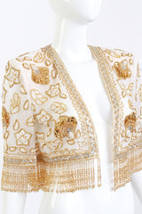 Vintage Victoria Royal Beaded Organza Crop Jacket front on mannequin closeup @recess la