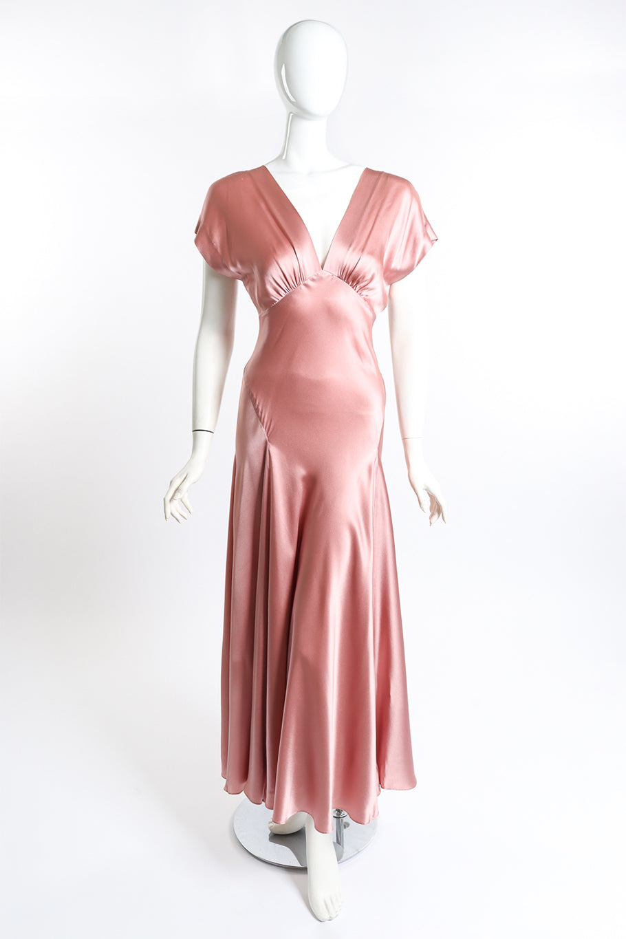 Vintage JAX Bias Silk Gown beautifully draped front view on mannequin @Recess LA
