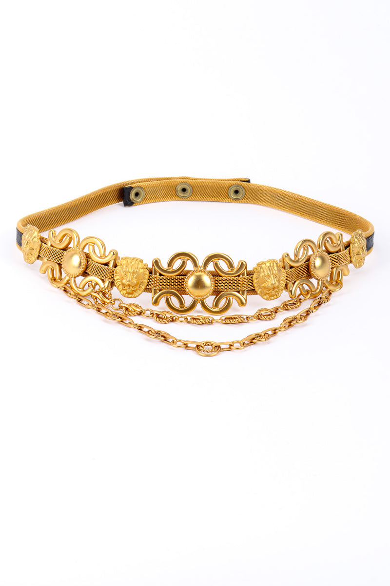 Vintage Lion Face Chain Drop Belt front @recessla