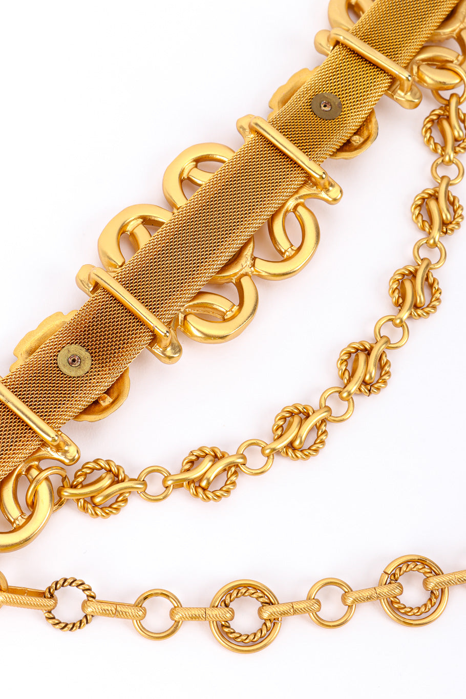 Vintage Lion Face Chain Drop Belt back closeup @recessla