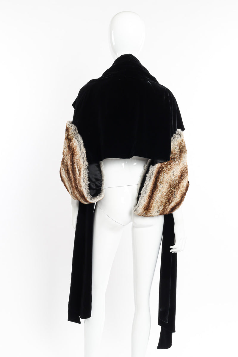  Vintage Fur Trim Velvet Shawl on mannequin back @recessla