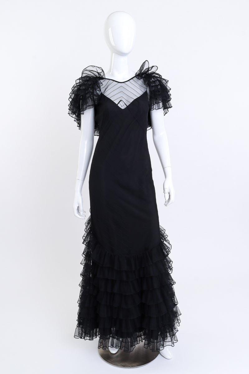 Tiered Ruffle Dress, Cape & Slip Set dress on mannequin @recess LA