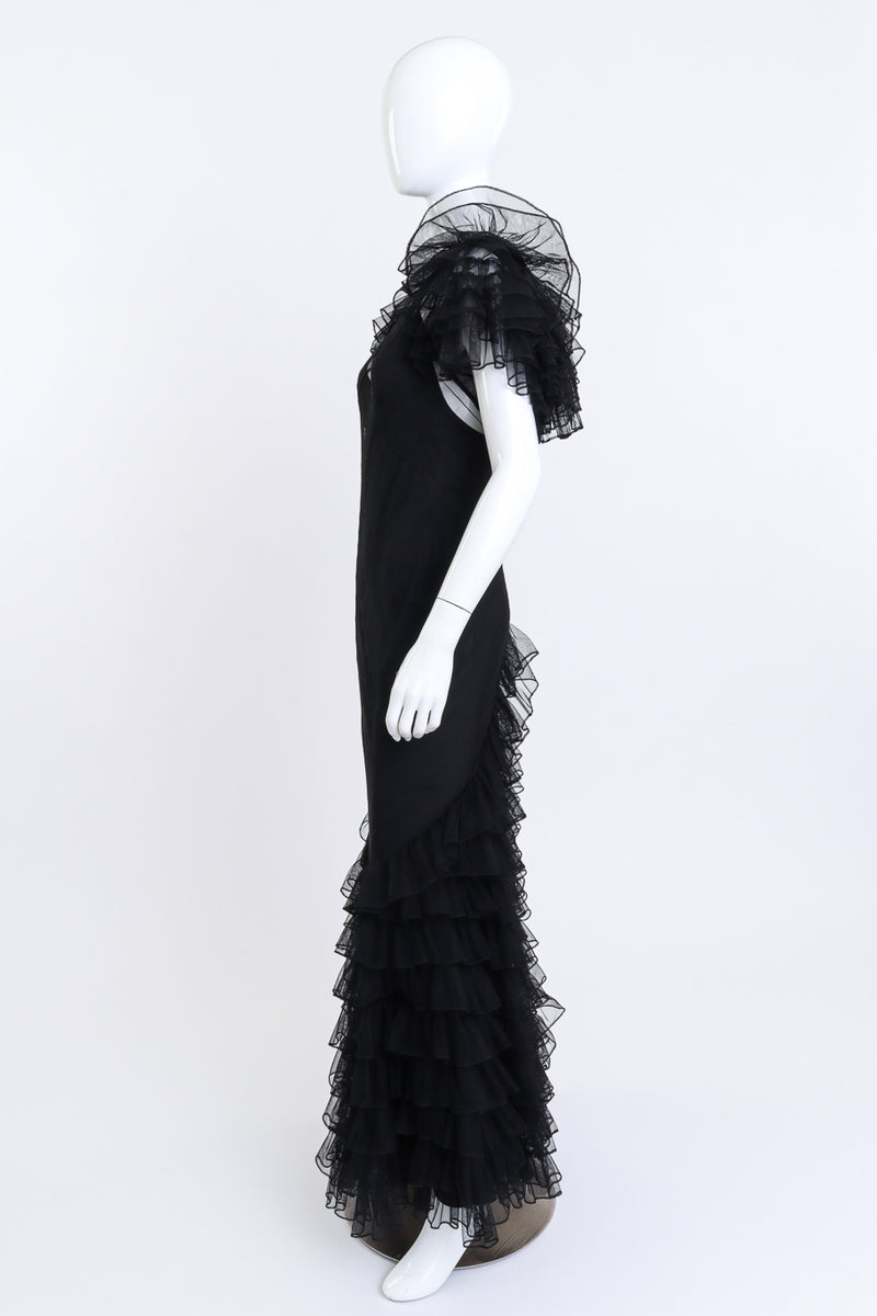 Tiered Ruffle Dress, Cape & Slip Set dress on mannequin side @recess LA