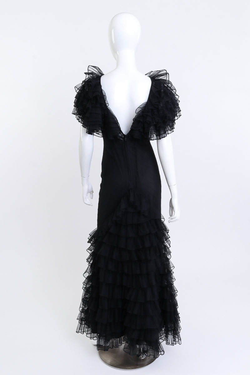 Tiered Ruffle Dress, Cape & Slip Set dress on mannequin back @recess LA