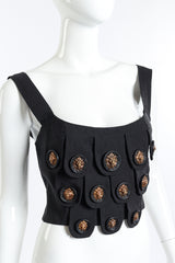 Vintage Lion Lappet Buckle Bustier detail on mannequin @RECESS LA