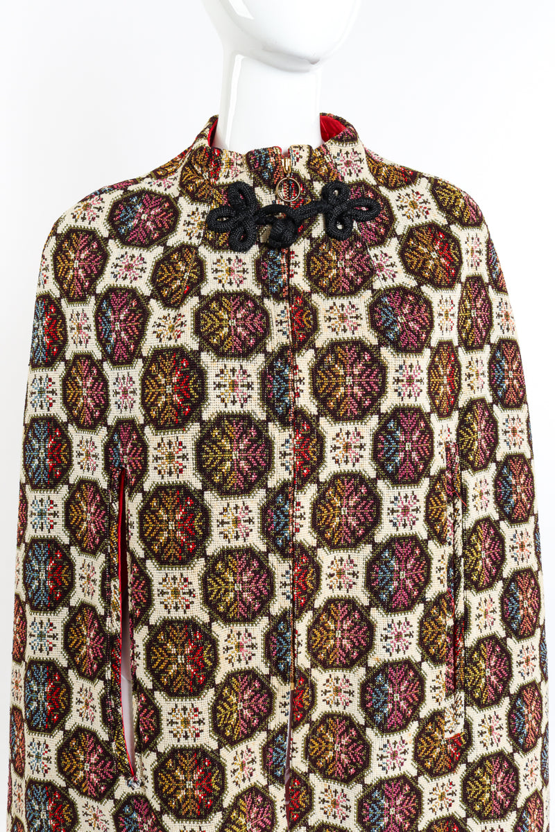 Vintage Geometric Tapestry Cape front on mannequin closeup @recess la