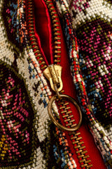 Vintage Geometric Tapestry Cape zipper closure closeup @recess la