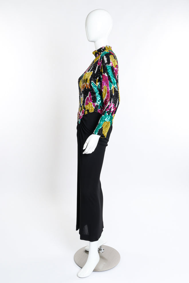 Vintage Abstract Beaded Top Gown side on mannequin @recess la