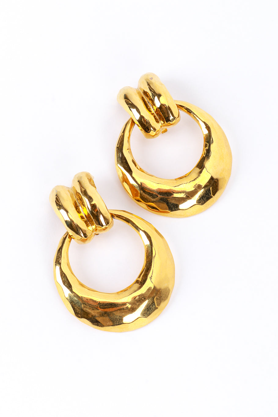 Vintage Golden Hammered Hoop Drop Earrings @RECESS LA