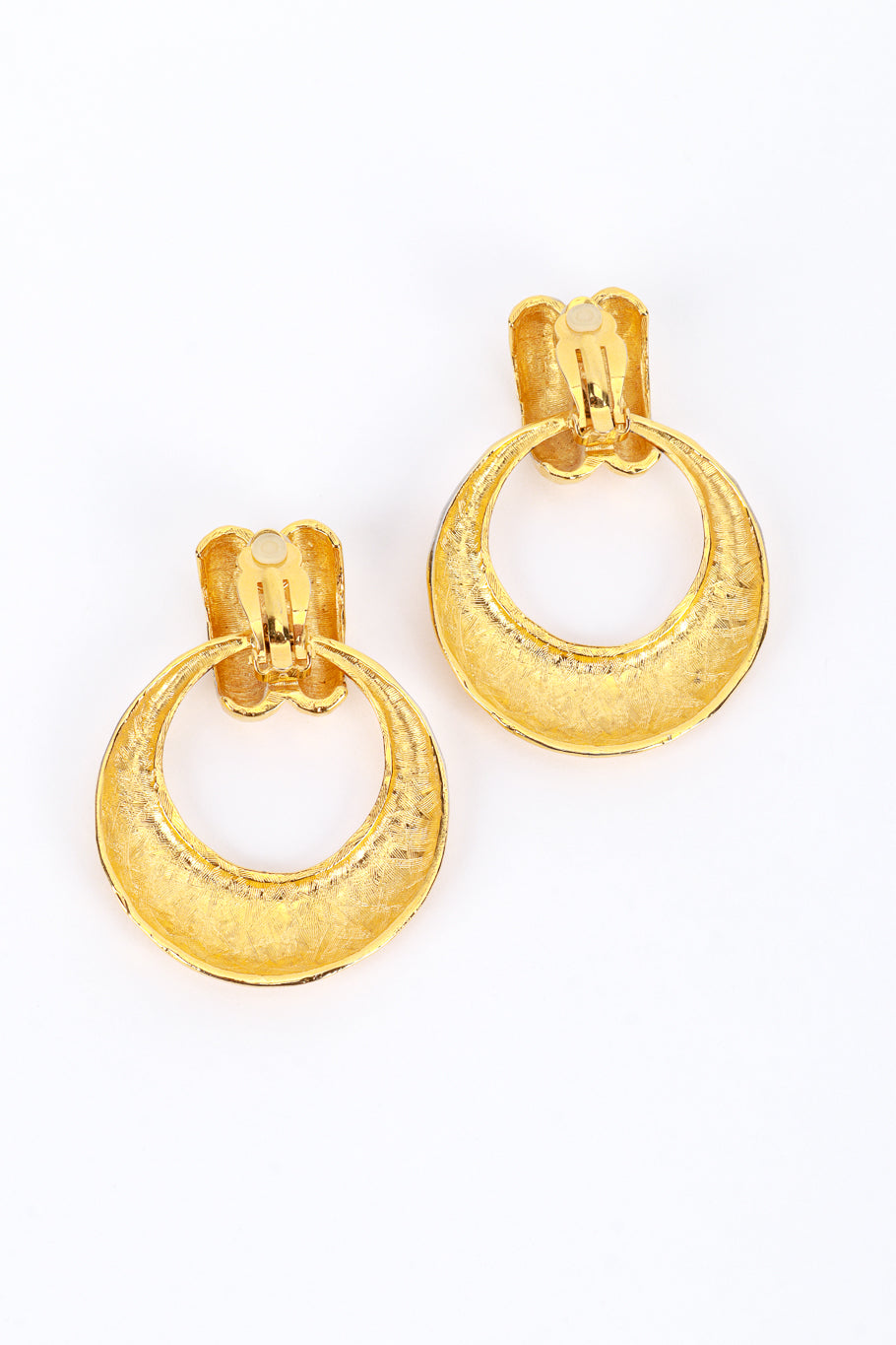 Vintage Golden Hammered Hoop Drop Earrings reverse @RECESS LA