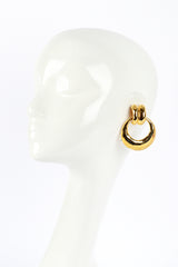 Vintage Golden Hammered Hoop Drop Earrings mannequin @RECESS LA