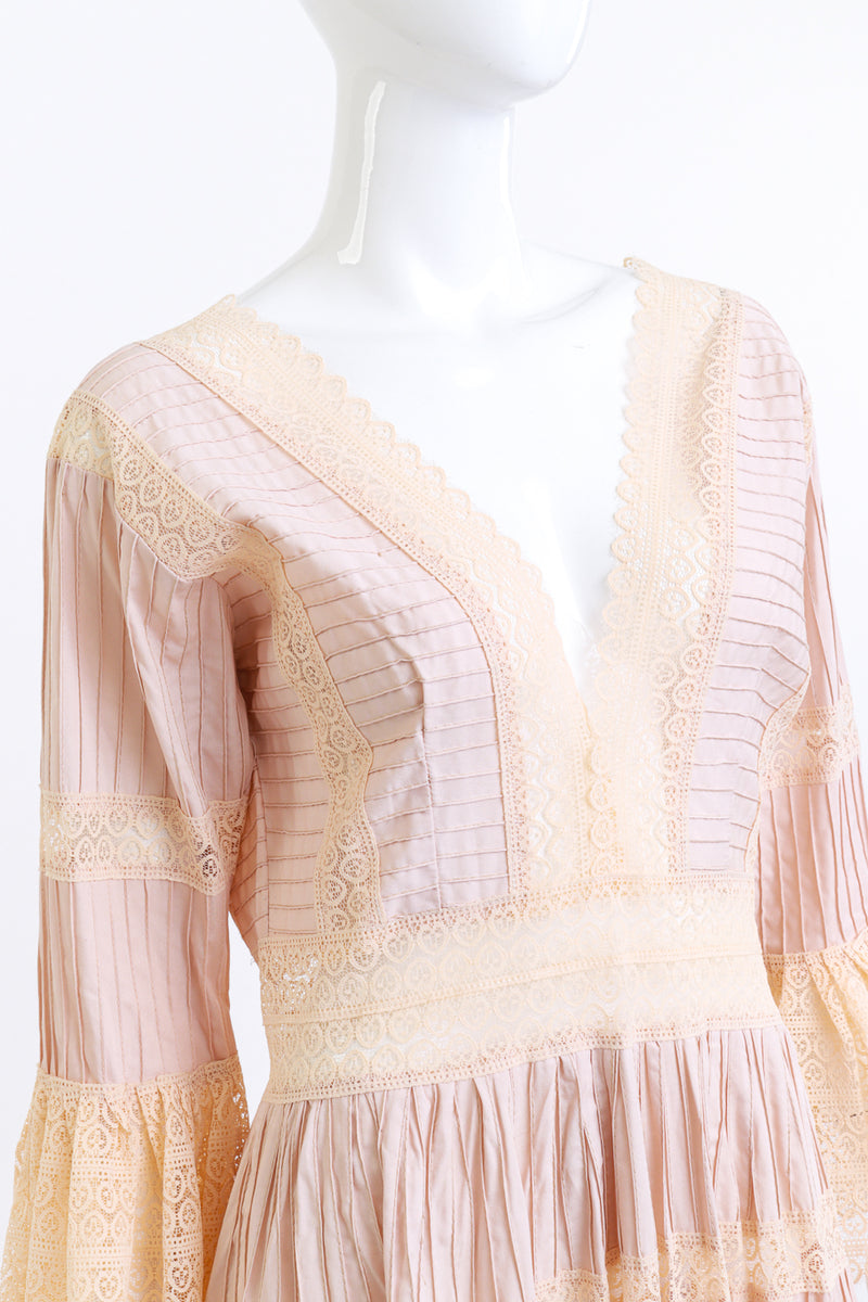 Vintage Blush Mexican Pintuck Wedding Dress Recess Vintage Blush Mexican Pintuck Wedding Dress Recess