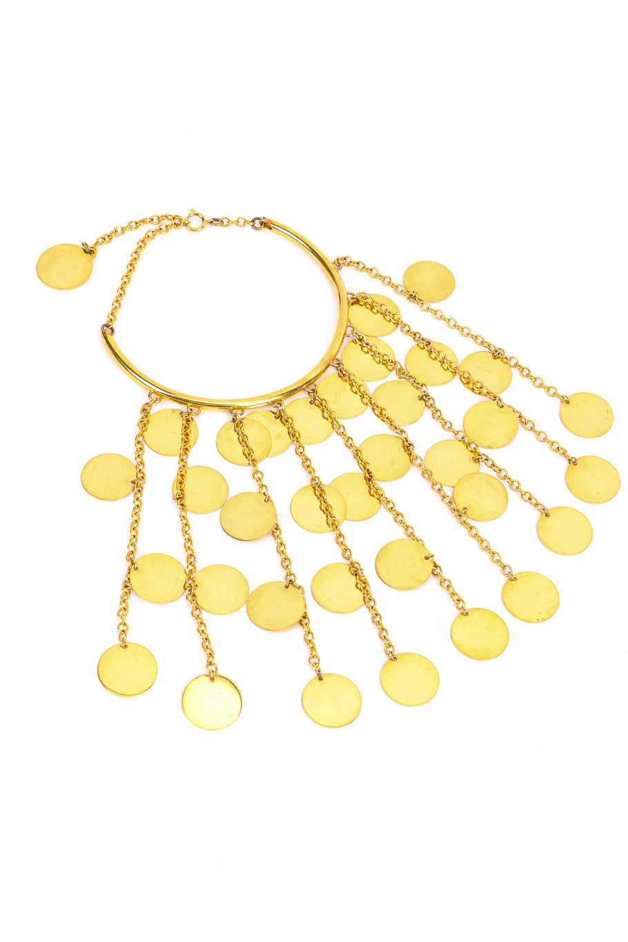 Vintage Disc Chain Fringe Necklace front @recess la