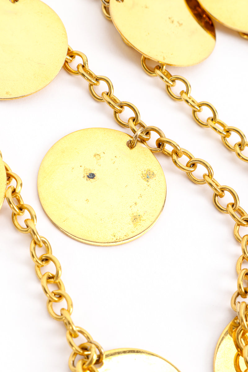 Vintage Disc Chain Fringe Necklace disc condition closeup @recess la