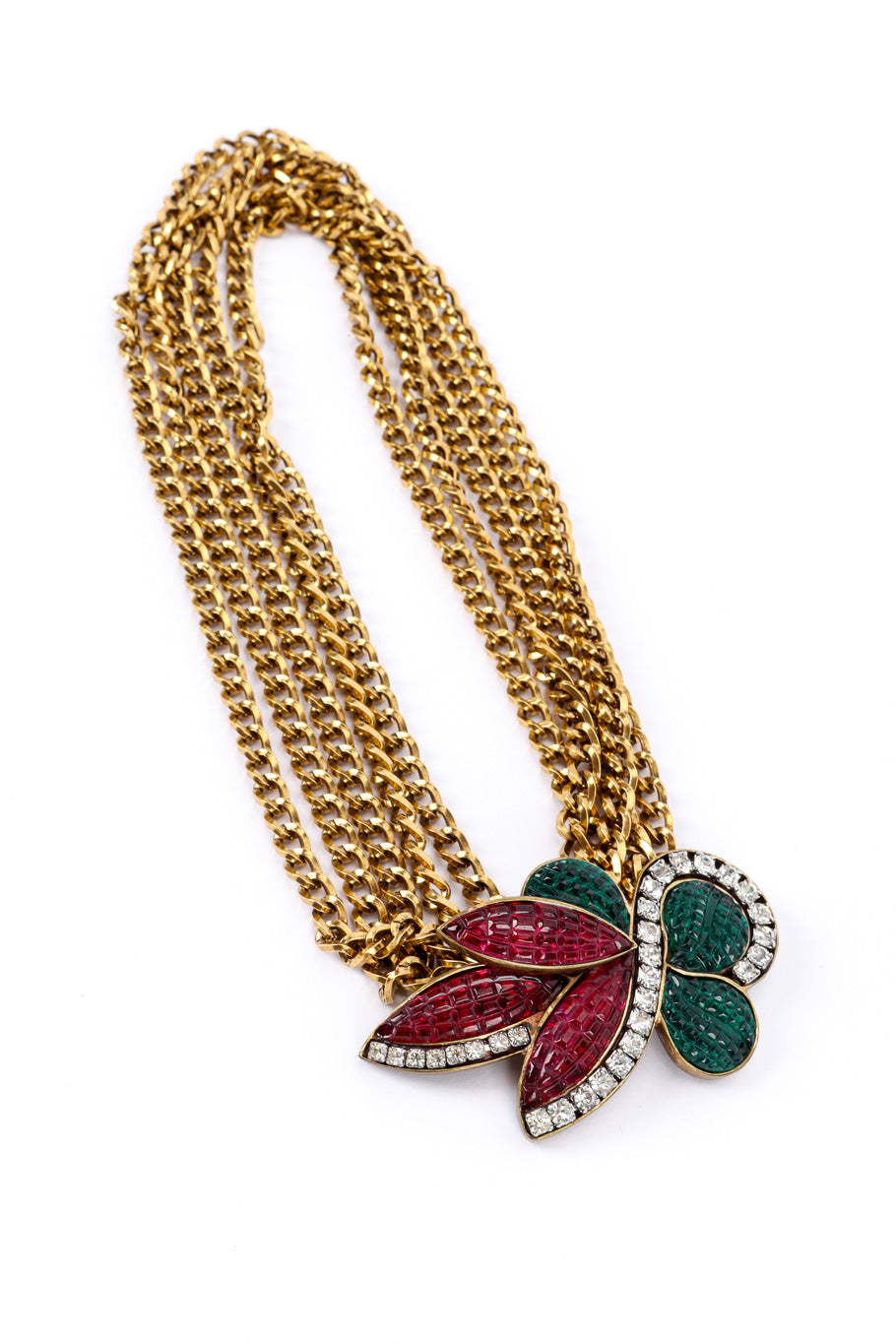Vintage Tess Designs Multi Strand Fleur Pendant Necklace front view @recessla