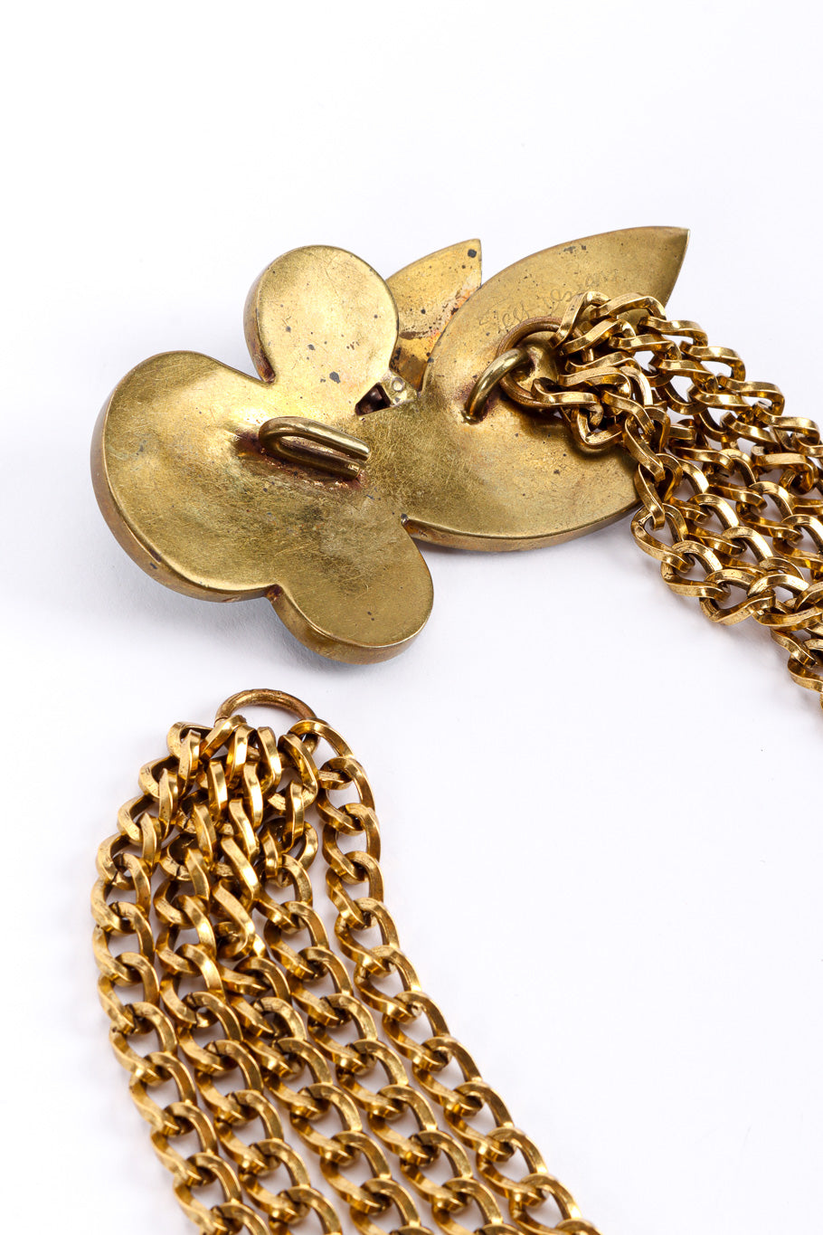 Vintage Tess Designs Multi Strand Fleur Pendant Necklace hook closure @recessla