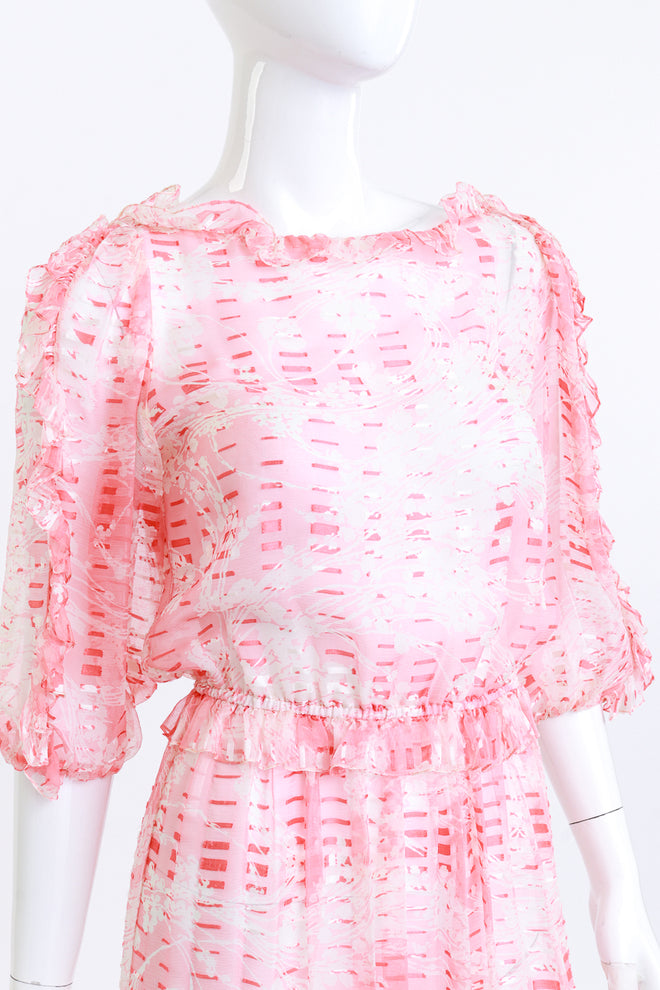 Vintage Sheer Silk Floral Ruffle Dress on mannequin @RECESS LA