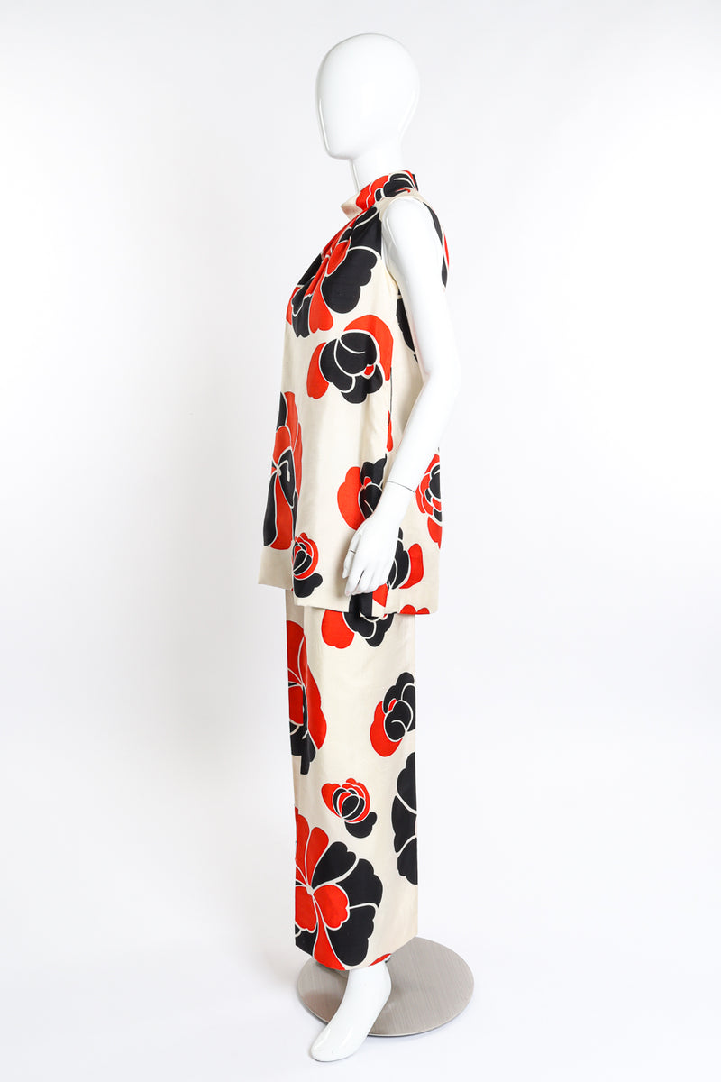 Vintage Charles Cooper Mod Flower Blouse, Pant & Sash Set side on mannequin @recess la