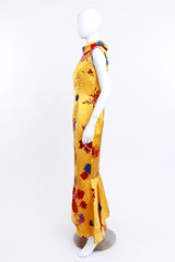 Vintage Flocked Floral Mermaid Gown & Shawl on mannequin @RECESS LA