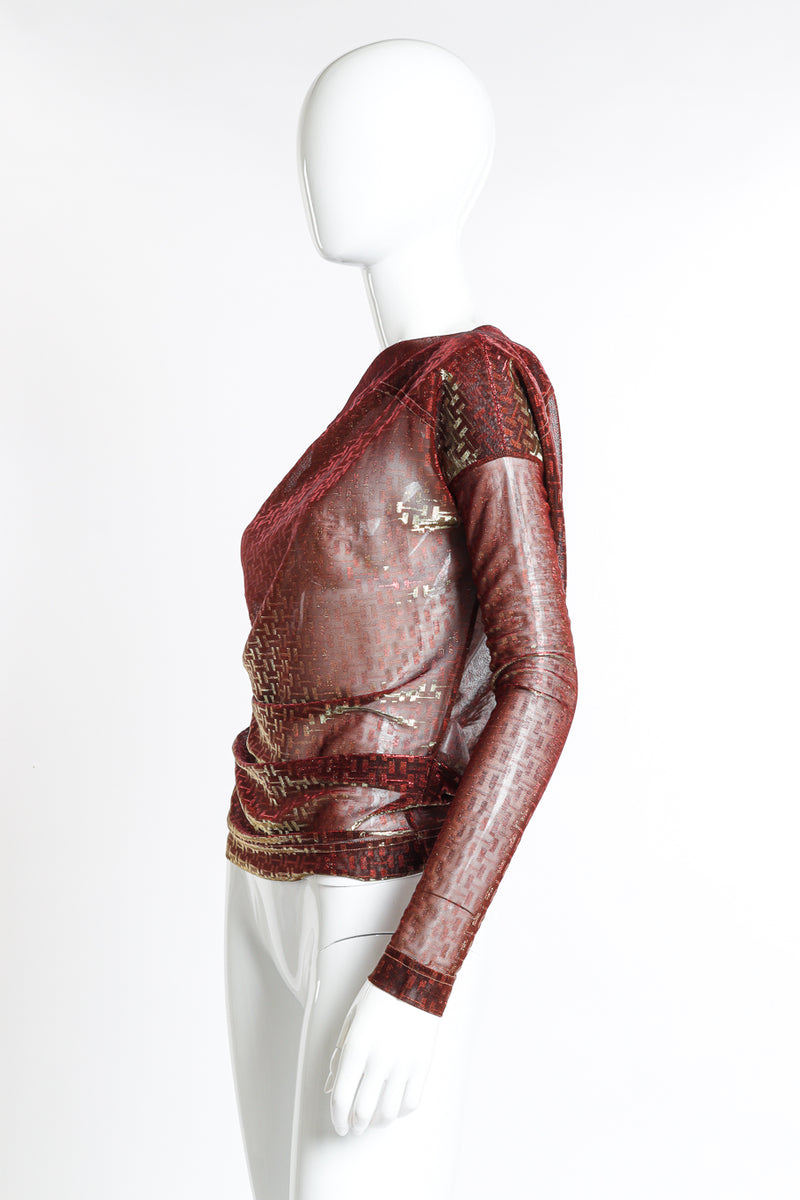 Vintage Vivienne Westwood Anglomania Lamé "Lala" Top side on mannequin @recess la