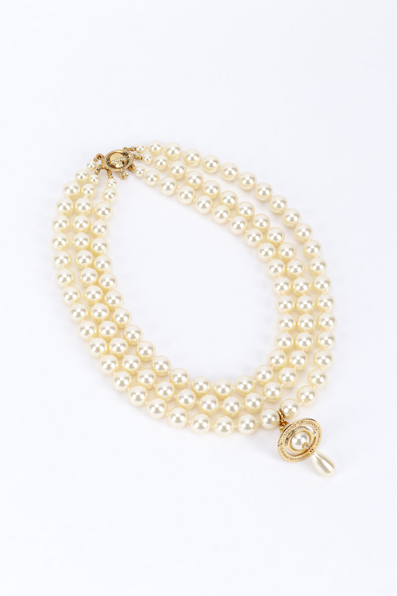 Vivienne Westwood Triple Strand Pearl Orb Necklace โ Recess