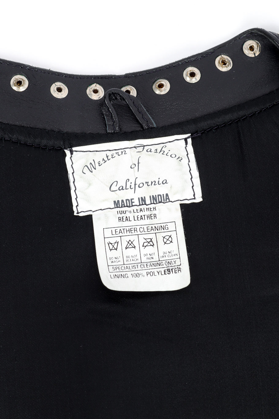 Vintage Western Fashion of California Western Motif Studded Leather Vest signature label @recess la