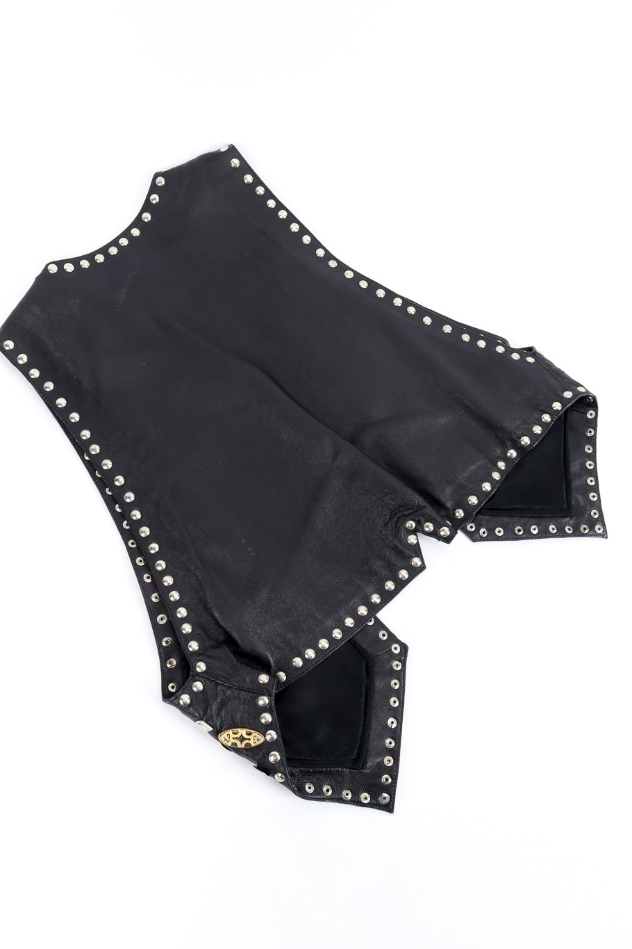 Vintage Western Fashion of California Western Motif Studded Leather Vest back @recess la