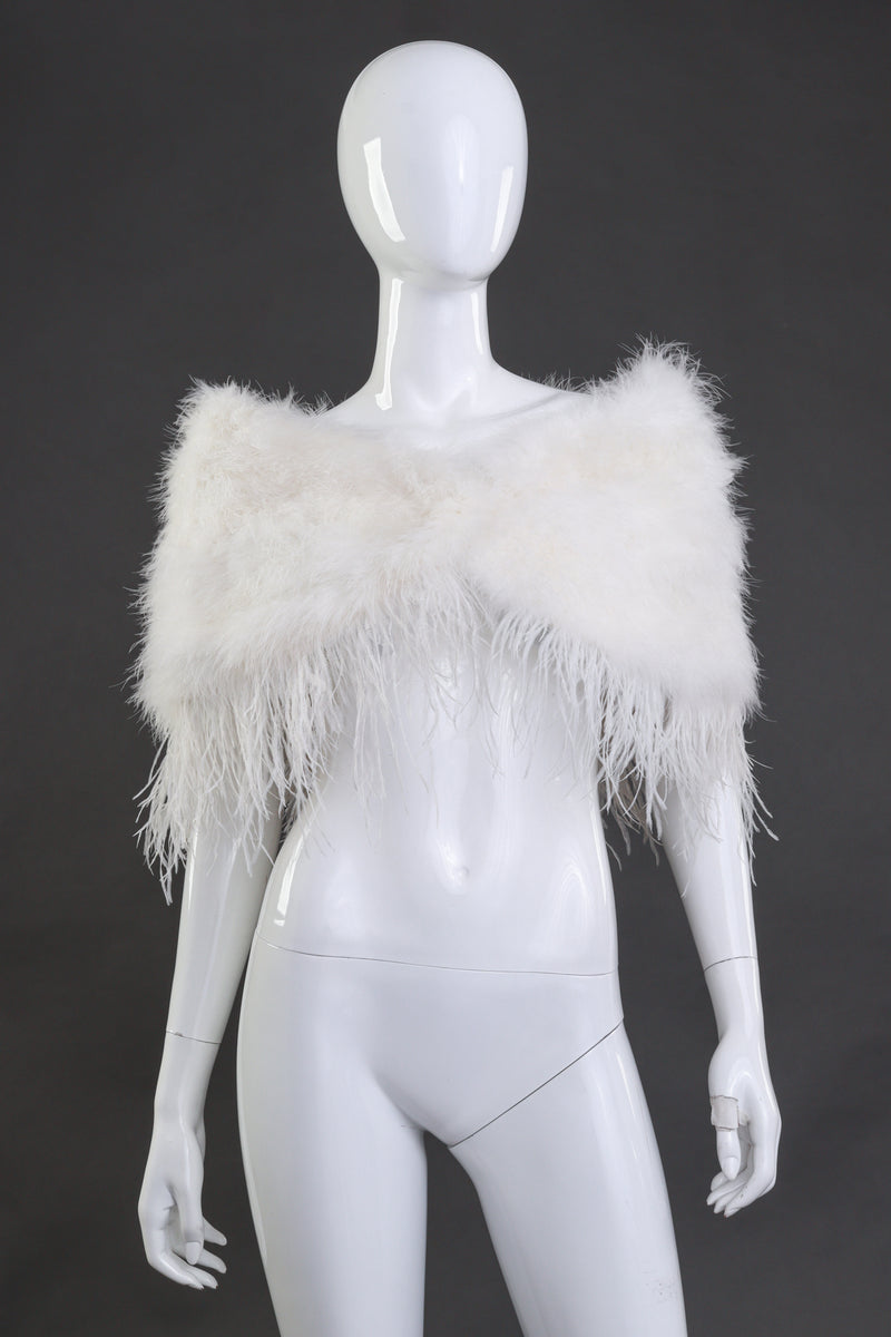 Vintage Feather Stole Capelet front on mannequin @recess la