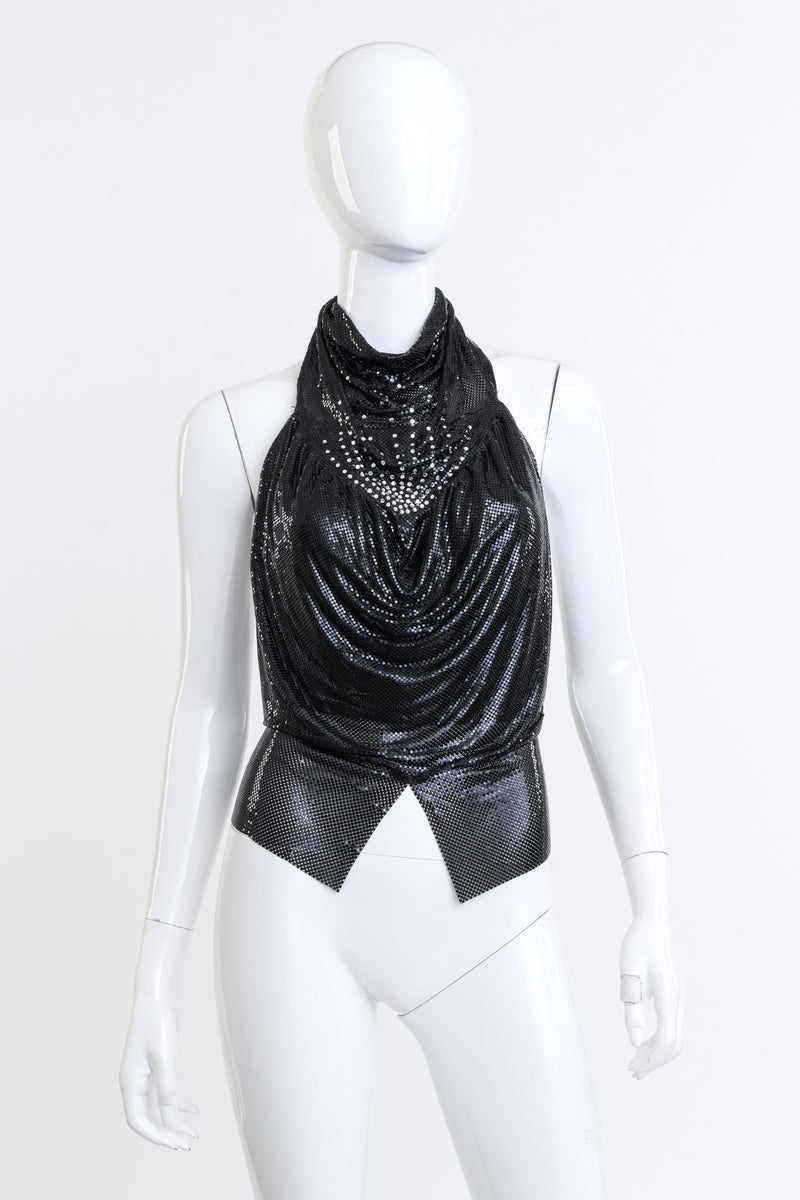 Cowl Metal Mesh Halter Top by Whiting & Davis on mannequin @recess LA