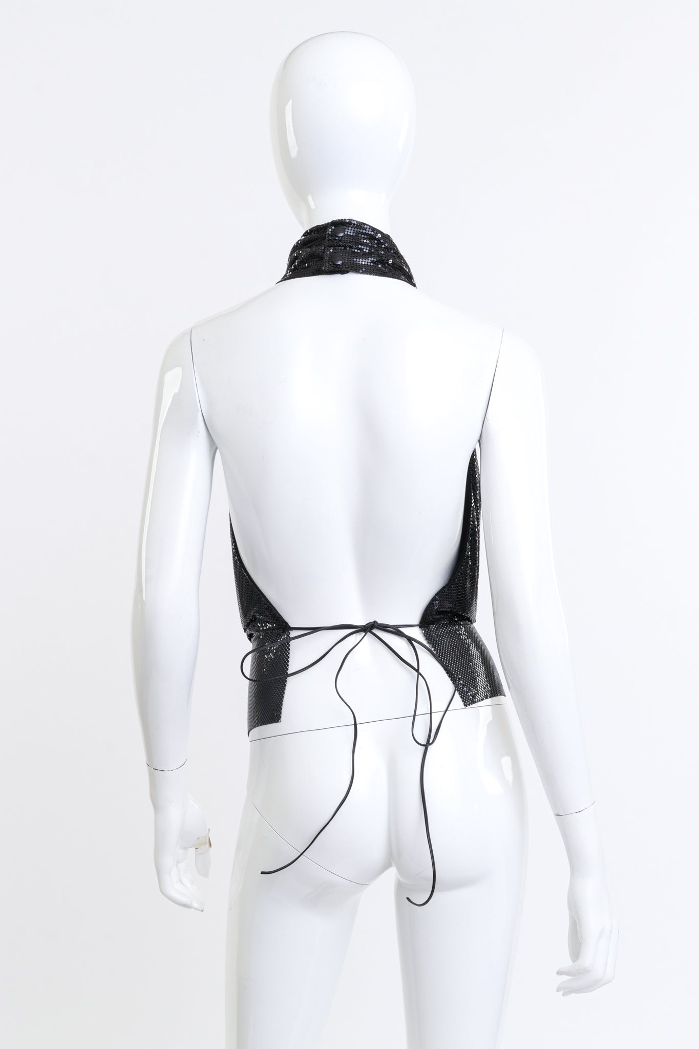 Cowl Metal Mesh Halter Top by Whiting & Davis on mannequin back @recess LA