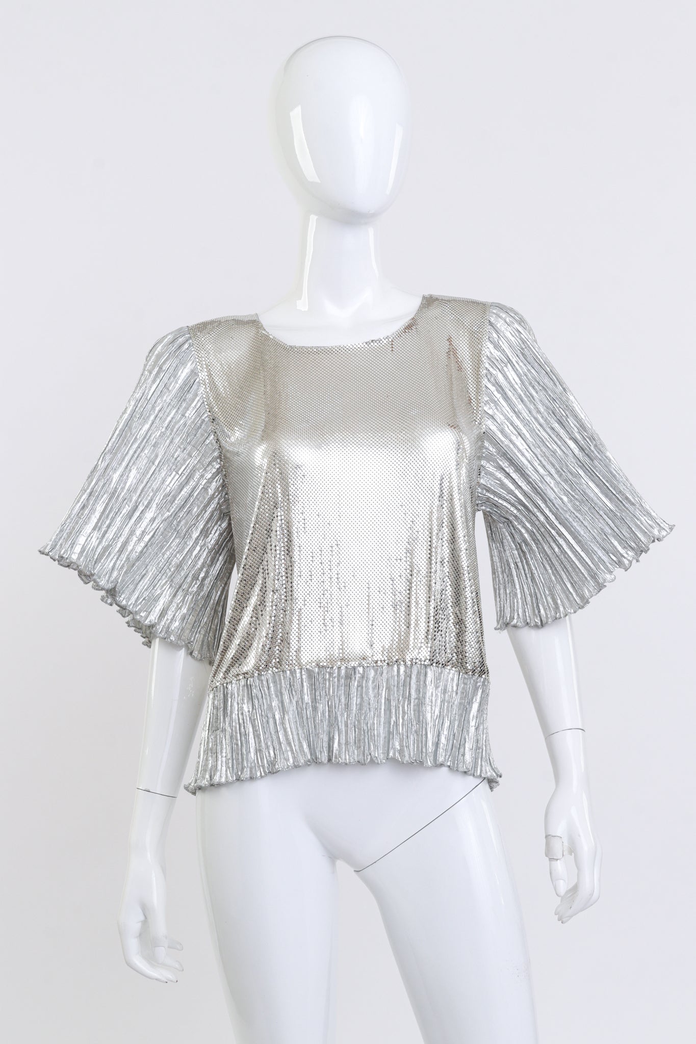 Vintage Whiting & Davis Silver Mesh Box Top front on mannequin @recess la