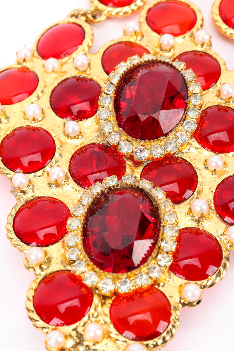 Vintage DeLillo Ruby Drop Pendant Necklace center pendant closeup @Recessla