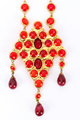 Vintage DeLillo Ruby Drop Pendant Necklace back side of center pendant on white backdrop @Recessla