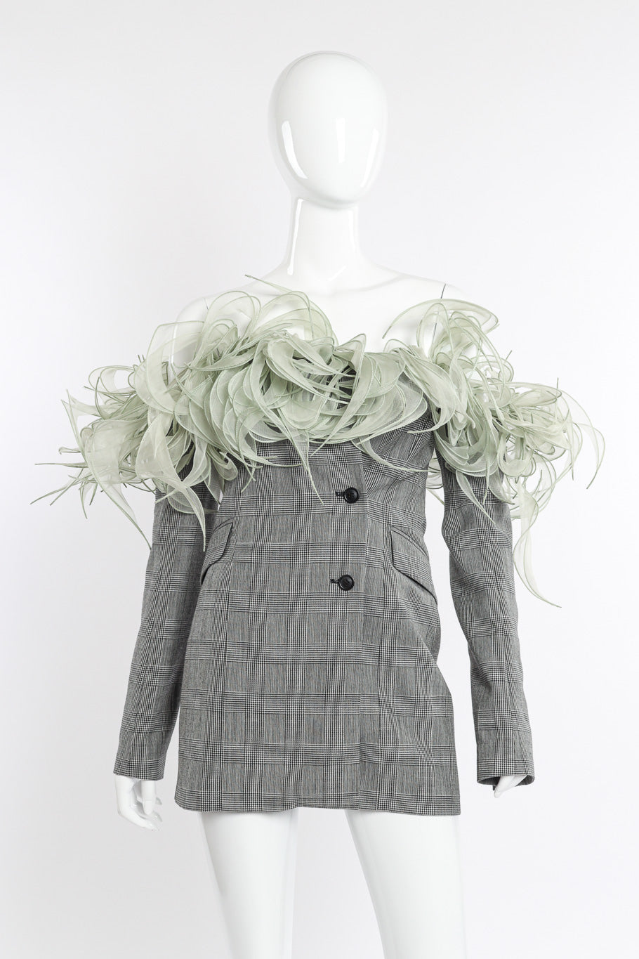 Y Project 2019 S/S Plaid Ruffle Jacket front view on mannequin @Recessla