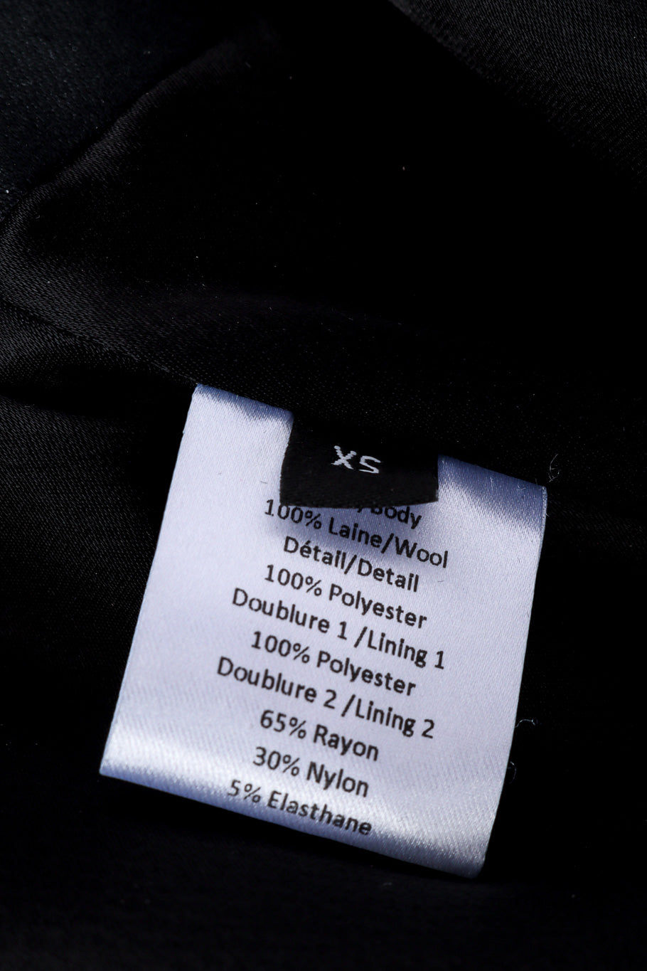 Y Project 2019 S/S Plaid Ruffle Jacket size tag and fabric content label closeup @Recessla