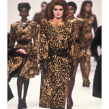 Vintage Yves Saint Laurent 1986 F/W Leopard Print Silk Dress on runway model @recess la