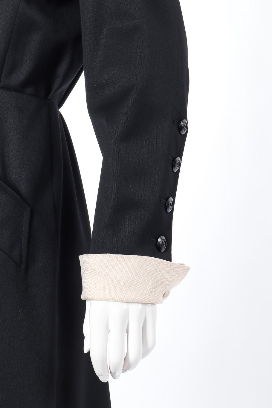 Vintage Yves Saint Laurent Collared Blazer Dress sleeve cuff on mannequin closeup @Recessla