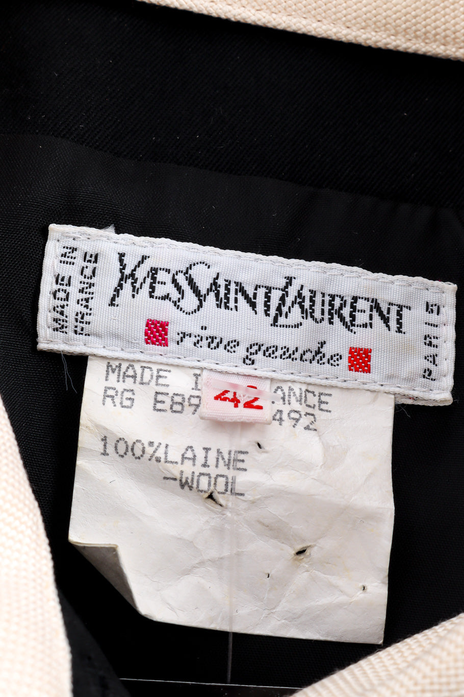 Vintage Yves Saint Laurent Collared Blazer Dress label closeup @Recessla