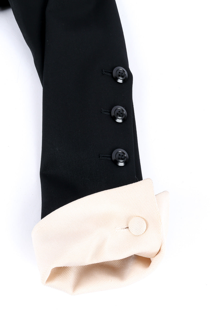 Vintage Yves Saint Laurent Collared Blazer Dress sleeve button closure closeup @Recessla
