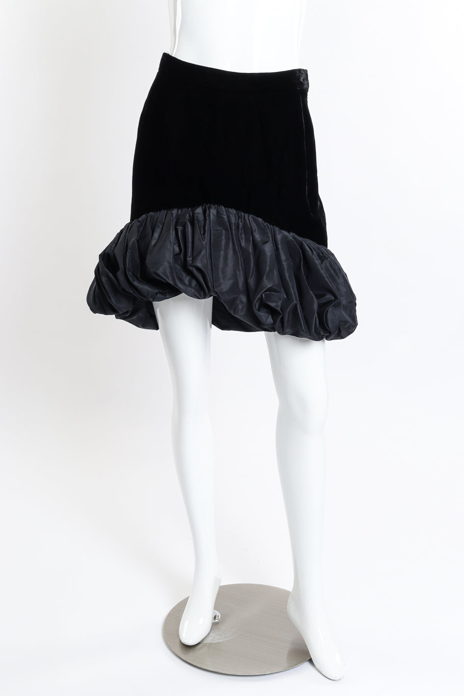 Vintage Saint Laurent Rive Gauche Velvet Bubble Hem Skirt front on mannequin @recessla