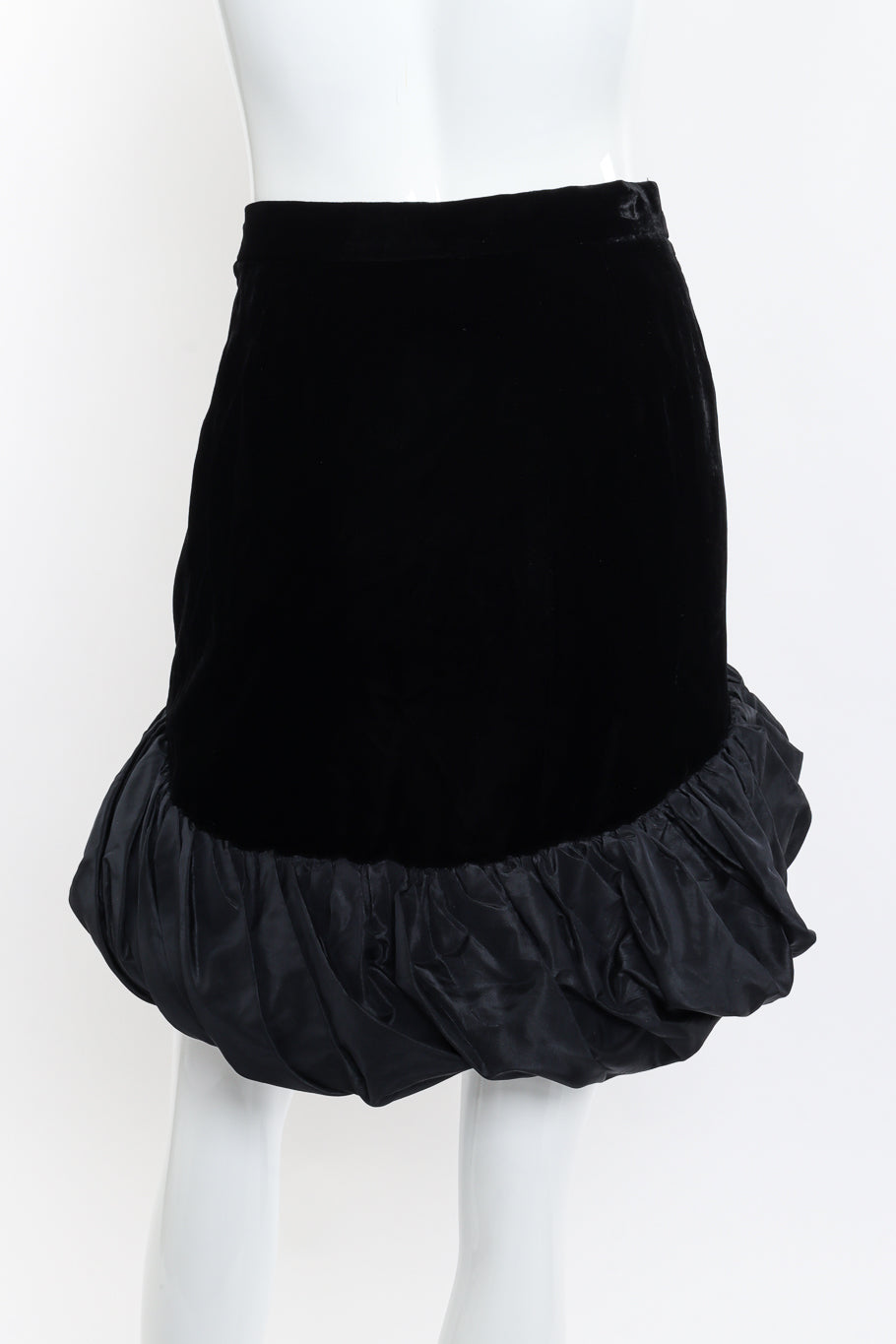 Vintage Saint Laurent Rive Gauche Velvet Bubble Hem Skirt back on mannequin closeup @recessla